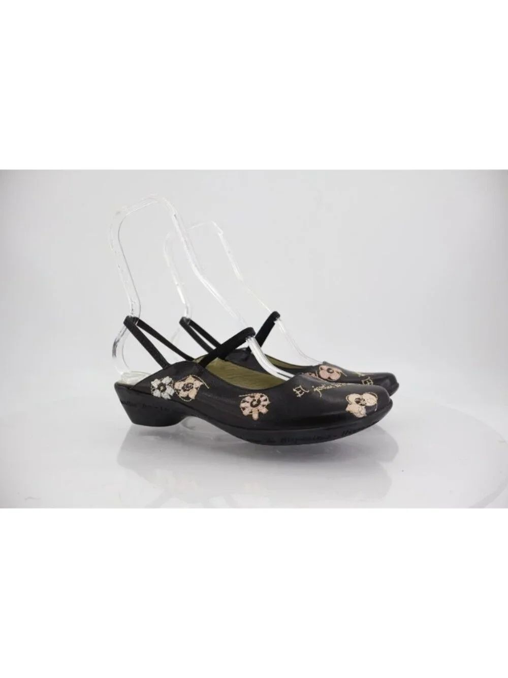 Hispanitas Mary Jane Shoes Women 9 Black Leather Slingback Elastic Shoes Casual